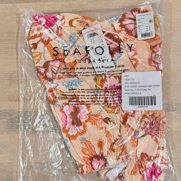NWT Seafolly Crop Top in Peach - Picture 4 of 7